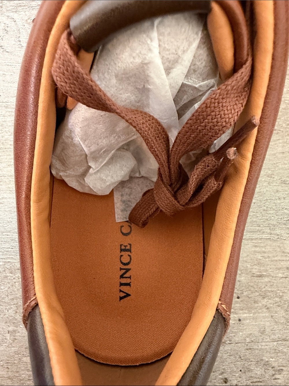 Vince Camuto Classic Men's Brown Leather Sneakers - Picture 8 of 8